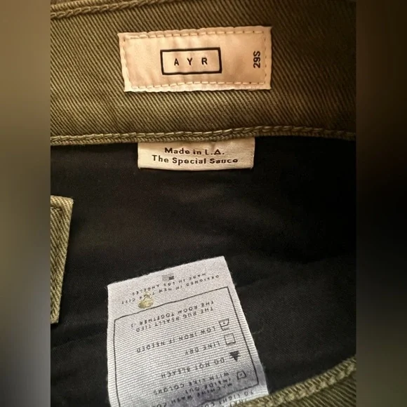 AYR Women’s Khaki Green Straight Wide Leg Cropped Cut Off Pants - Size 29S - Picture 5 of 10